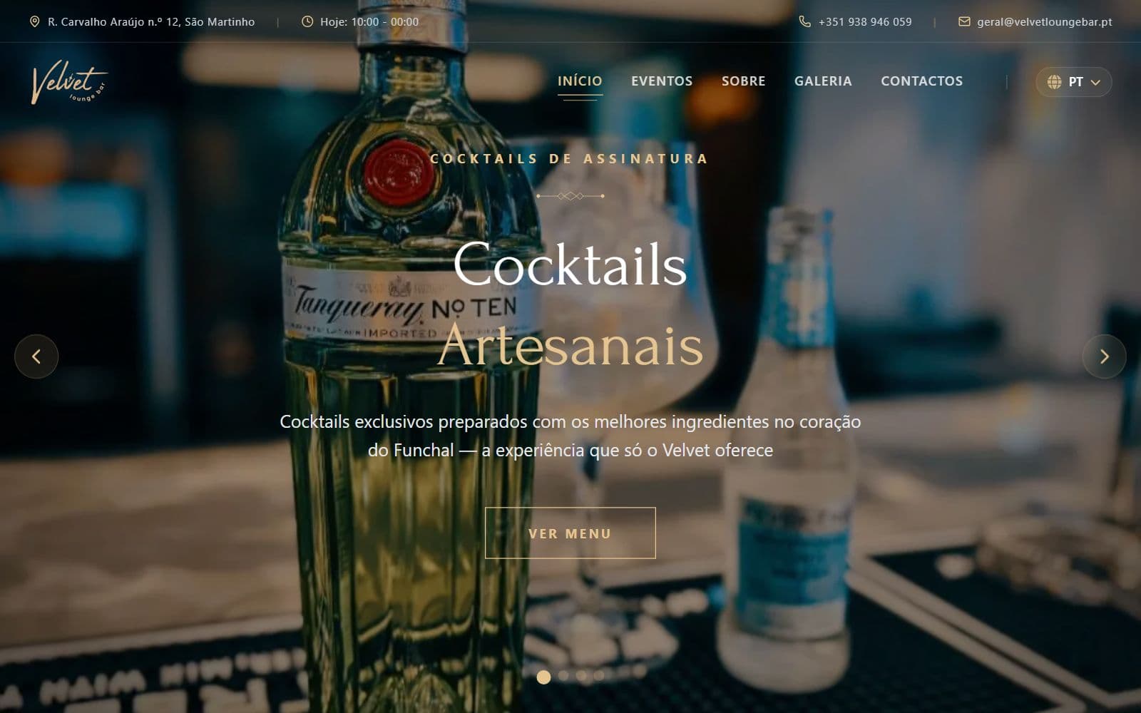 Capture du site Velvet Lounge Bar