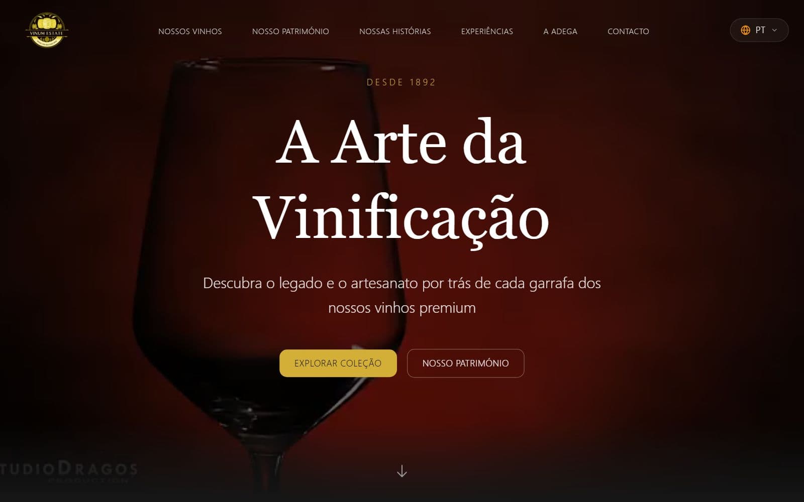 Capture du site Vinum Estate